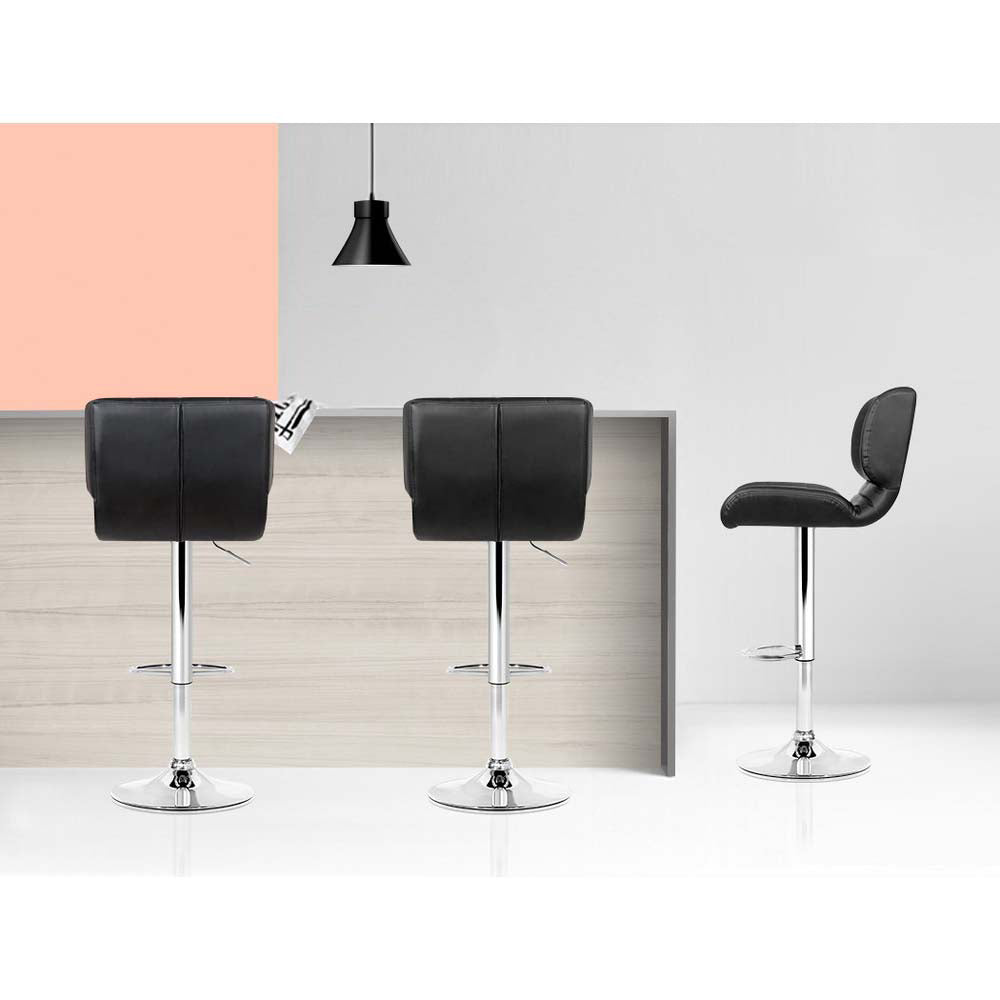 Artiss Set of 4 PU Leather Gas Lift Bar Stools - Black and Chrome-Furniture &gt; Bar Stools &amp; Chairs - Peroz Australia - Image - 6