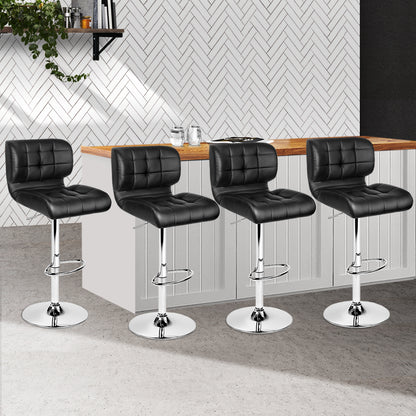 Artiss Set of 4 PU Leather Gas Lift Bar Stools - Black and Chrome-Furniture &gt; Bar Stools &amp; Chairs - Peroz Australia - Image - 8