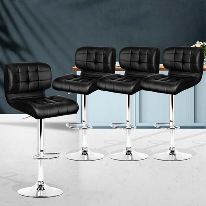Artiss Set of 4 PU Leather Gas Lift Bar Stools - Black and Chrome-Furniture &gt; Bar Stools &amp; Chairs - Peroz Australia - Image - 9