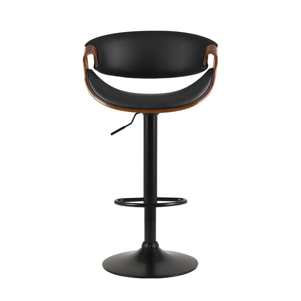 Artiss Bar Stools Swivel Chair Kitchen Gas Lift Wooden Bar Stool Leather Black-Furniture &gt; Bar Stools &amp; Chairs - Peroz Australia - Image - 4