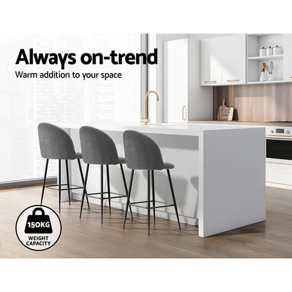 Artiss Set of 2 Bar Stools Kitchen Dining Chair Stool Chairs Sherpa Boucle Charcoal-Furniture &gt; Bar Stools &amp; Chairs - Peroz Australia - Image - 5