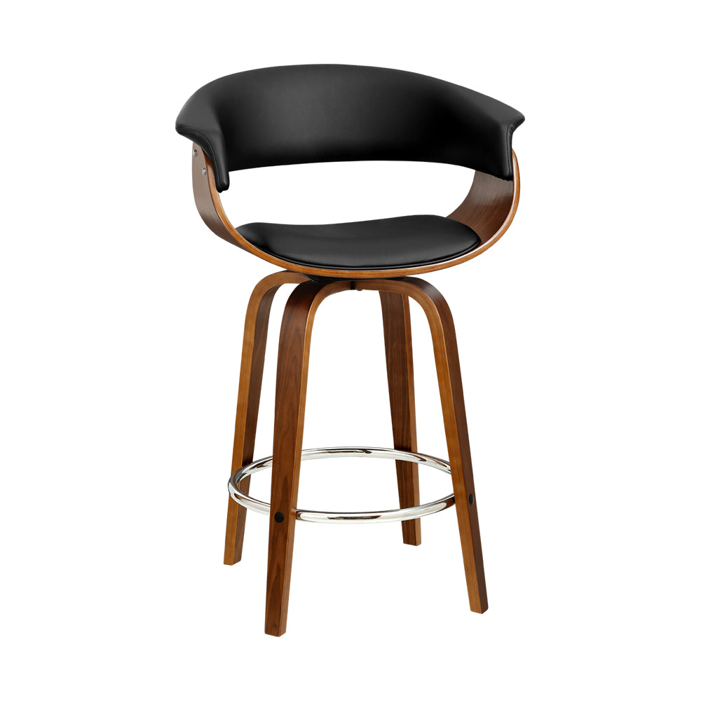 Artiss Swivel PU Leather Bar Stool - Wood and Black-Furniture &gt; Bar Stools &amp; Chairs - Peroz Australia - Image - 2
