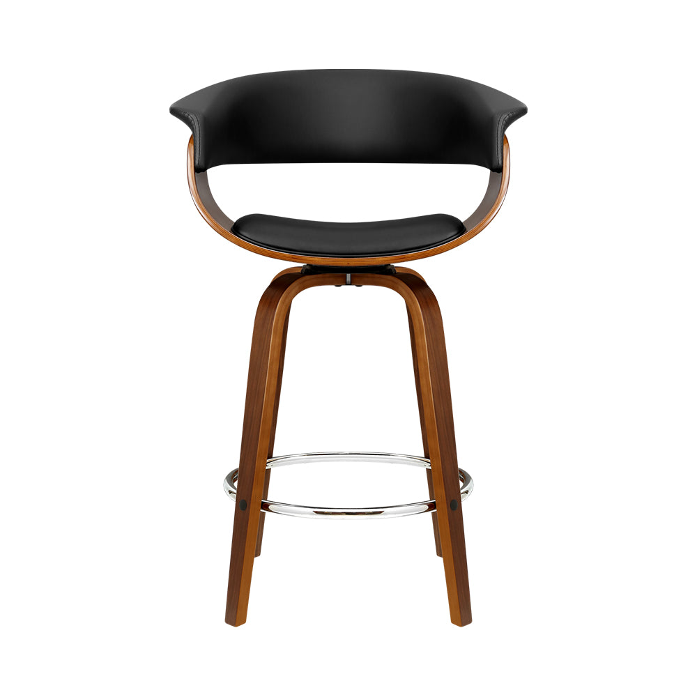 Artiss Swivel PU Leather Bar Stool - Wood and Black-Furniture &gt; Bar Stools &amp; Chairs - Peroz Australia - Image - 4
