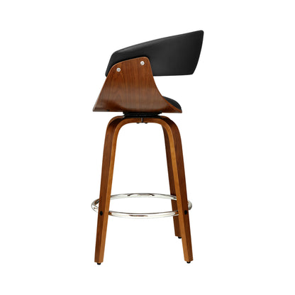 Artiss Swivel PU Leather Bar Stool - Wood and Black-Furniture &gt; Bar Stools &amp; Chairs - Peroz Australia - Image - 5