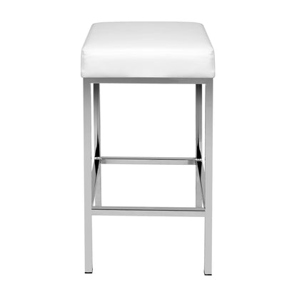 Artiss Set of 2 PU Leather Backless Bar Stools - White and Chrome-Furniture &gt; Bar Stools &amp; Chairs - Peroz Australia - Image - 4