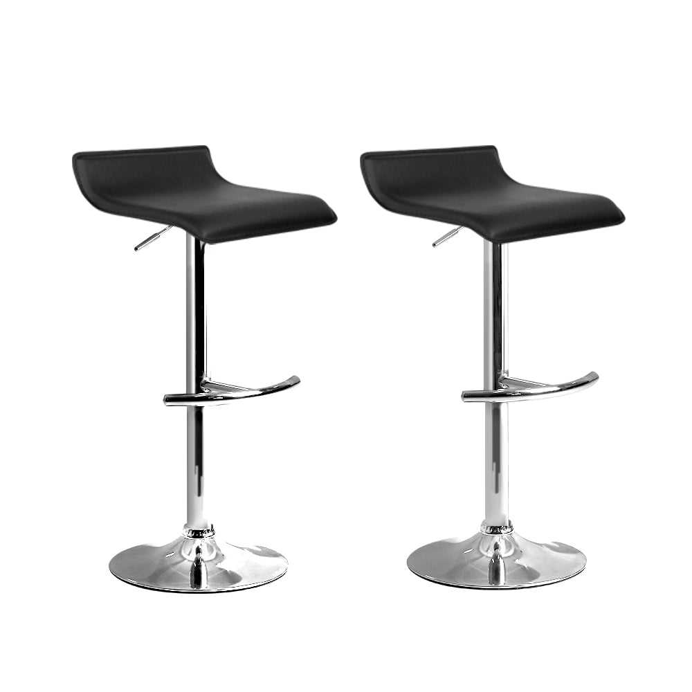 Artiss Set of 2 PU Leather Wave Style Bar Stools - Black-Furniture &gt; Bar Stools &amp; Chairs - Peroz Australia - Image - 1