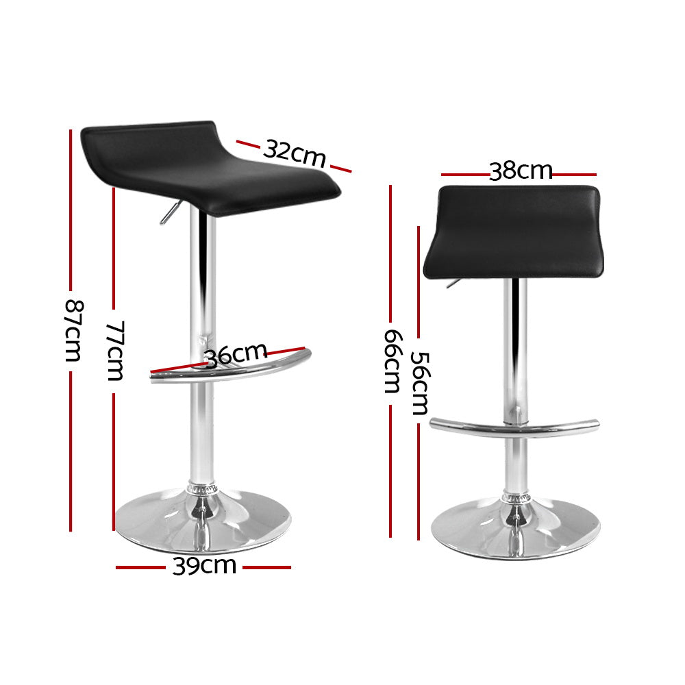 Artiss Set of 2 PU Leather Wave Style Bar Stools - Black-Furniture &gt; Bar Stools &amp; Chairs - Peroz Australia - Image - 2