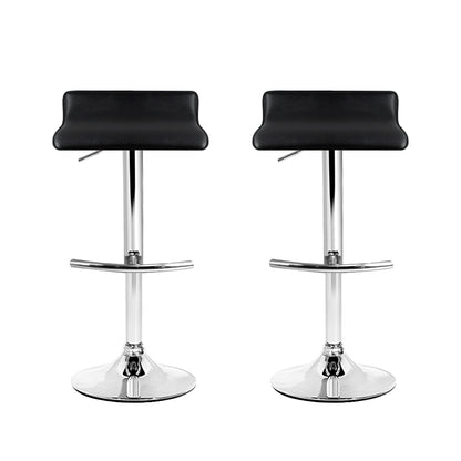 Artiss Set of 2 PU Leather Wave Style Bar Stools - Black-Furniture &gt; Bar Stools &amp; Chairs - Peroz Australia - Image - 3