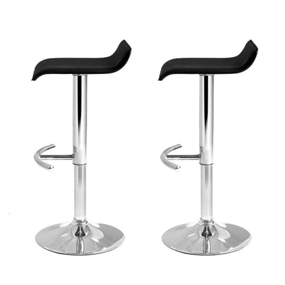 Artiss Set of 2 PU Leather Wave Style Bar Stools - Black-Furniture &gt; Bar Stools &amp; Chairs - Peroz Australia - Image - 4