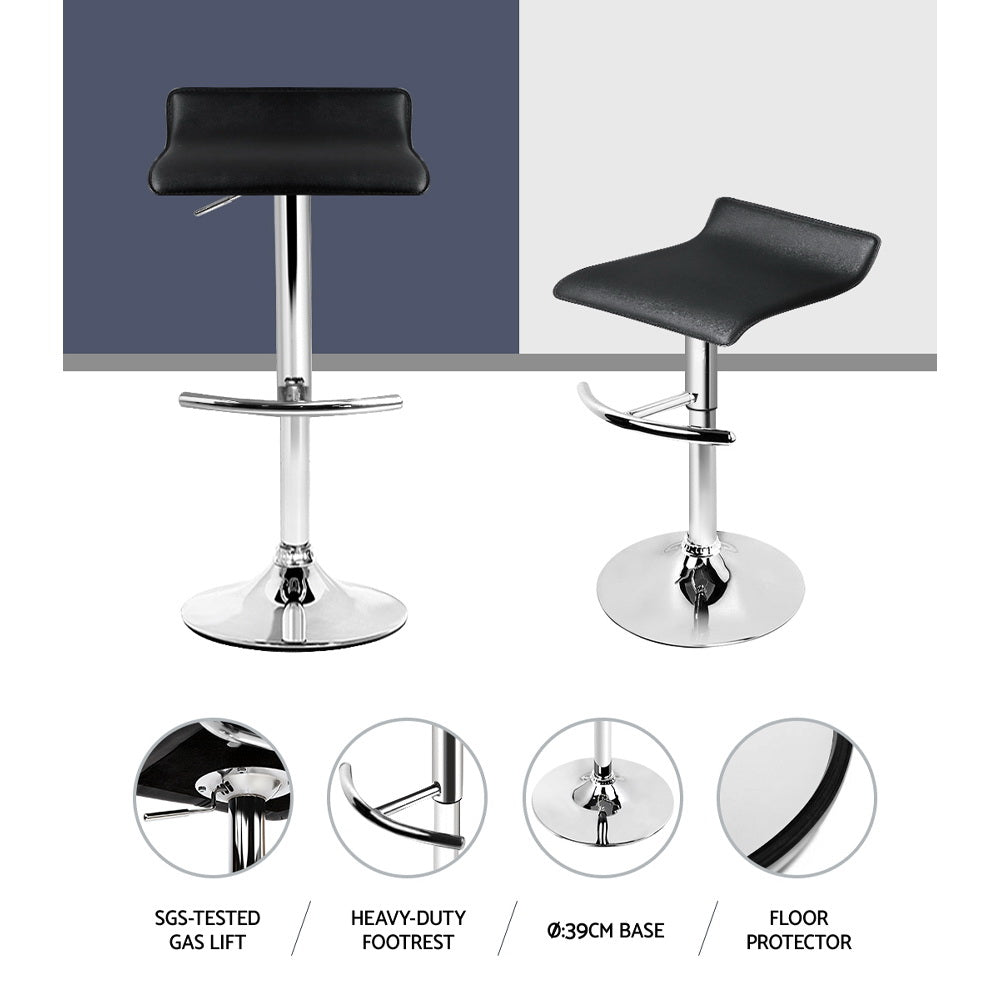 Artiss Set of 2 PU Leather Wave Style Bar Stools - Black-Furniture &gt; Bar Stools &amp; Chairs - Peroz Australia - Image - 6