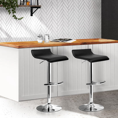 Artiss Set of 2 PU Leather Wave Style Bar Stools - Black-Furniture &gt; Bar Stools &amp; Chairs - Peroz Australia - Image - 8