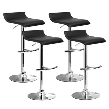 Artiss Set of 4 PU Leather Wave Style Bar Stools - Black-Furniture &gt; Bar Stools &amp; Chairs - Peroz Australia - Image - 1