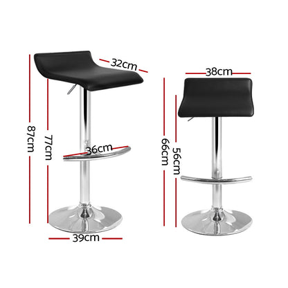 Artiss Set of 4 PU Leather Wave Style Bar Stools - Black-Furniture &gt; Bar Stools &amp; Chairs - Peroz Australia - Image - 2