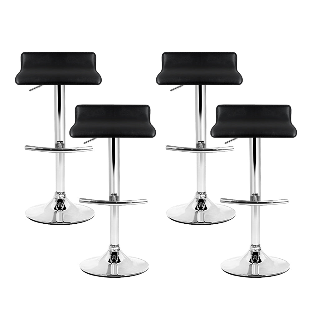 Artiss Set of 4 PU Leather Wave Style Bar Stools - Black-Furniture &gt; Bar Stools &amp; Chairs - Peroz Australia - Image - 3