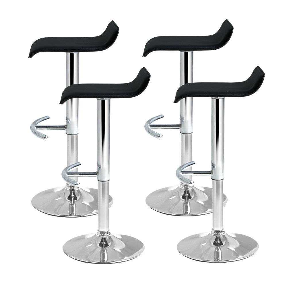 Artiss Set of 4 PU Leather Wave Style Bar Stools - Black-Furniture &gt; Bar Stools &amp; Chairs - Peroz Australia - Image - 4