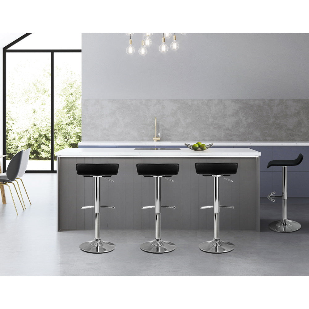 Artiss Set of 4 PU Leather Wave Style Bar Stools - Black-Furniture &gt; Bar Stools &amp; Chairs - Peroz Australia - Image - 7