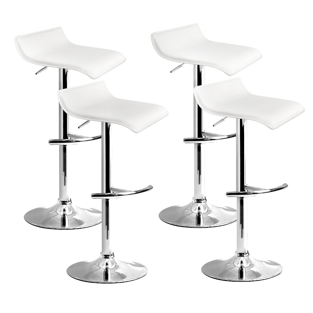Artiss Set of 4 PU Leather Wave Style Bar Stools - White-Furniture &gt; Bar Stools &amp; Chairs - Peroz Australia - Image - 1
