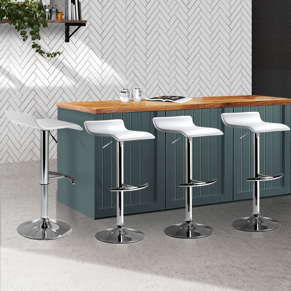 Artiss Set of 4 PU Leather Wave Style Bar Stools - White-Furniture &gt; Bar Stools &amp; Chairs - Peroz Australia - Image - 8