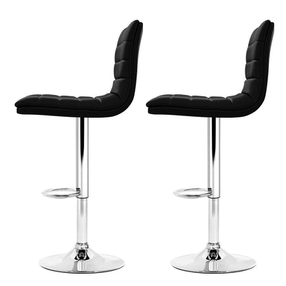 Artiss Set of 2 PU Leather Bar Stools Padded Line Style - Black-Furniture &gt; Bar Stools &amp; Chairs - Peroz Australia - Image - 5
