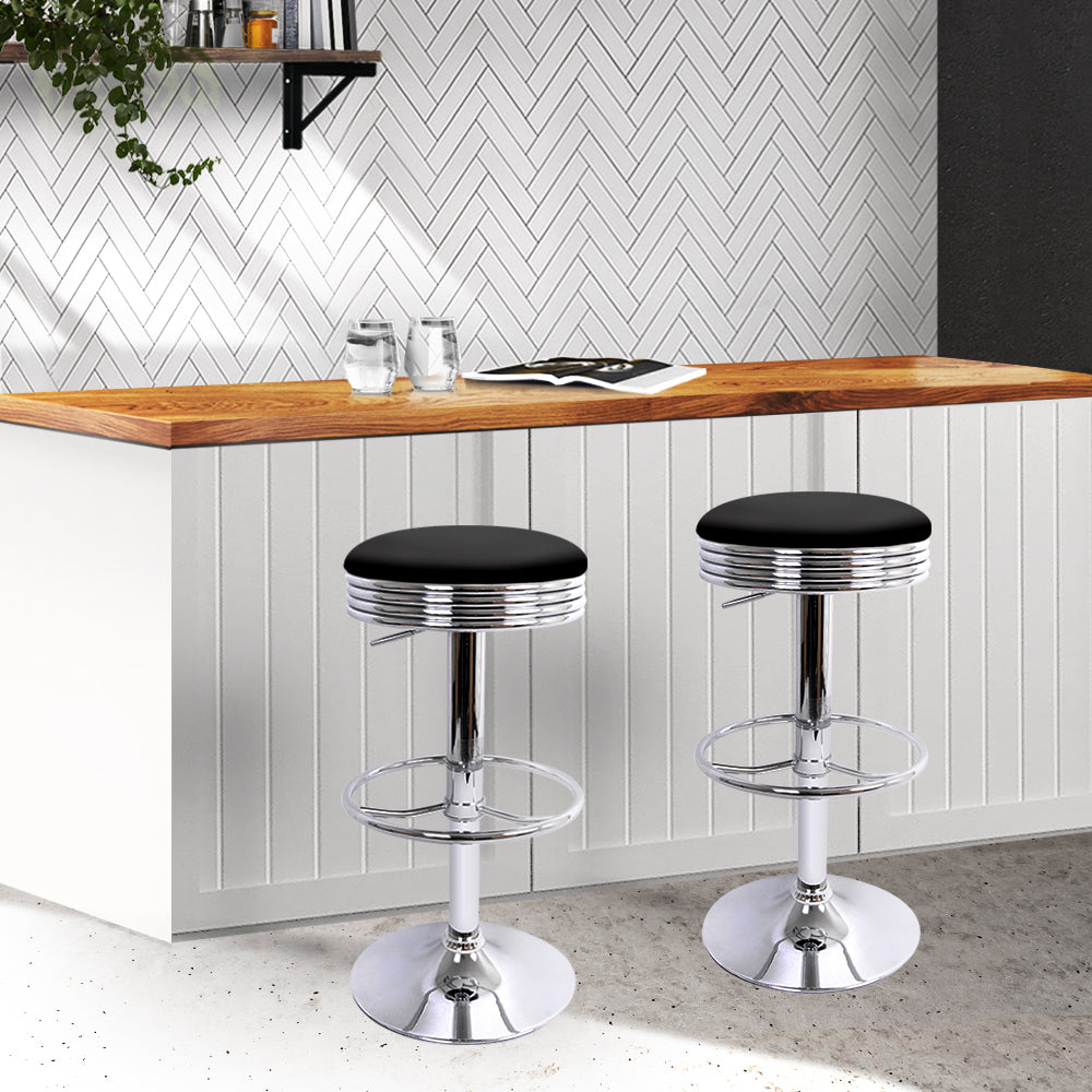 Artiss Set of 4 PU Leather Backless Bar Stools - Black and Chrome-Furniture &gt; Bar Stools &amp; Chairs - Peroz Australia - Image - 8