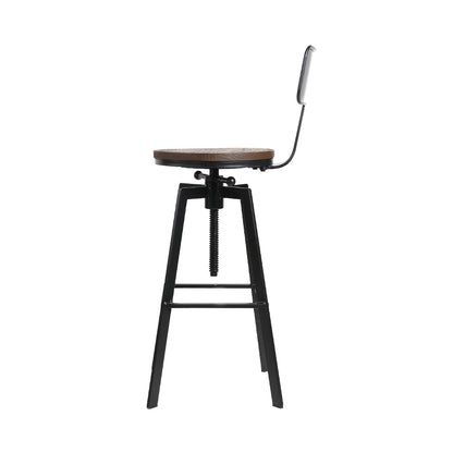 Artiss Rustic Industrial Style Metal Bar Stool - Black and Wood-Furniture &gt; Bar Stools &amp; Chairs - Peroz Australia - Image - 5