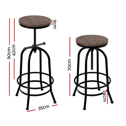 Artiss Bar Stool Industrial Round Seat Wood Metal - Black and Brown-Furniture &gt; Bar Stools &amp; Chairs - Peroz Australia - Image - 3