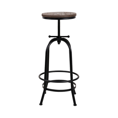 Artiss Bar Stool Industrial Round Seat Wood Metal - Black and Brown-Furniture &gt; Bar Stools &amp; Chairs - Peroz Australia - Image - 4