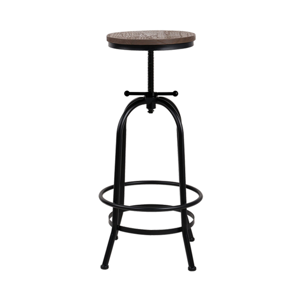 Artiss Bar Stool Industrial Round Seat Wood Metal - Black and Brown-Furniture &gt; Bar Stools &amp; Chairs - Peroz Australia - Image - 4