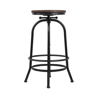 Artiss Bar Stool Industrial Round Seat Wood Metal - Black and Brown-Furniture &gt; Bar Stools &amp; Chairs - Peroz Australia - Image - 5