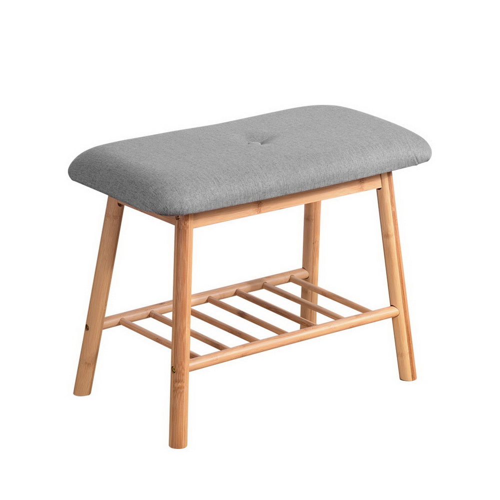 Artiss Shoe Rack Seat Bench Chair Shelf Organisers Bamboo Grey-Furniture &gt; Living Room - Peroz Australia - Image - 2