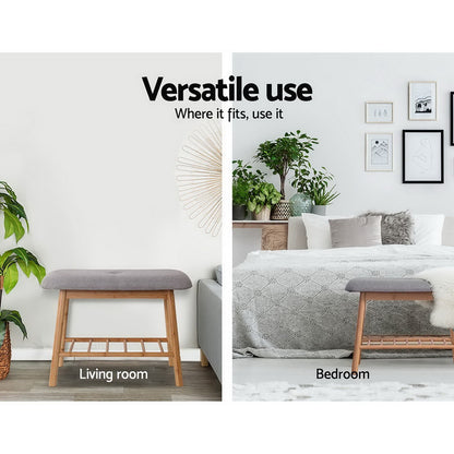 Artiss Shoe Rack Seat Bench Chair Shelf Organisers Bamboo Grey-Furniture &gt; Living Room - Peroz Australia - Image - 8