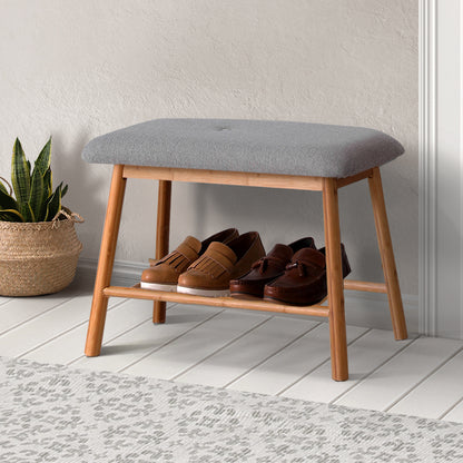 Artiss Shoe Rack Seat Bench Chair Shelf Organisers Bamboo Grey-Furniture &gt; Living Room - Peroz Australia - Image - 1