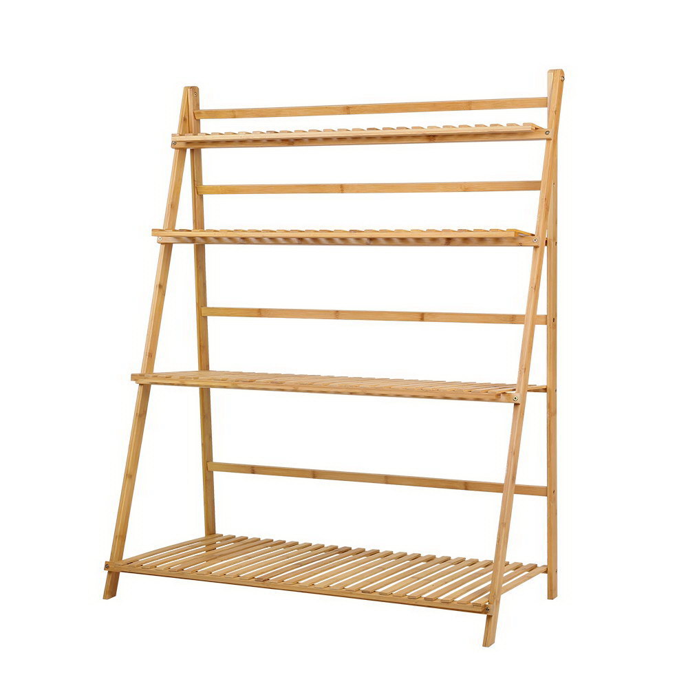 Artiss Bamboo Wooden Ladder Shelf Plant Stand Foldable-Furniture &gt; Outdoor - Peroz Australia - Image - 2