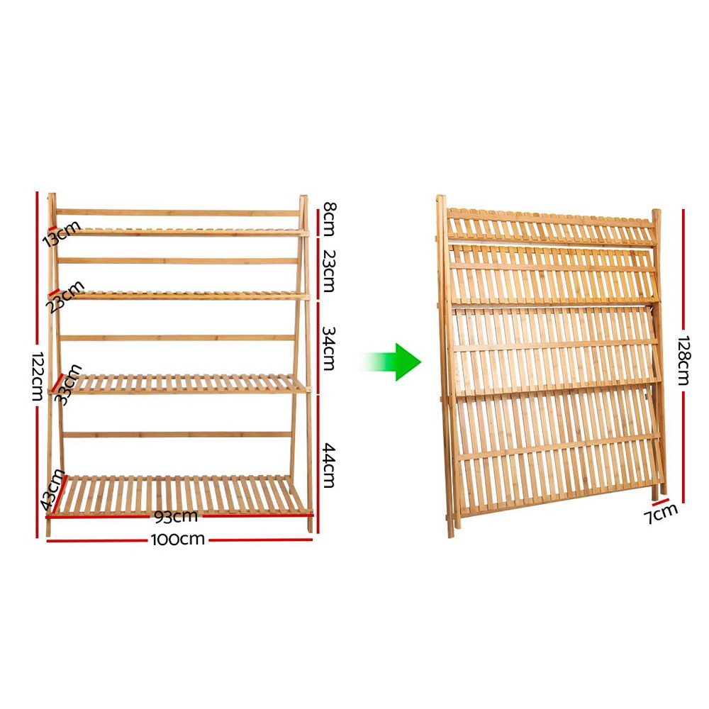 Artiss Bamboo Wooden Ladder Shelf Plant Stand Foldable-Furniture &gt; Outdoor - Peroz Australia - Image - 3