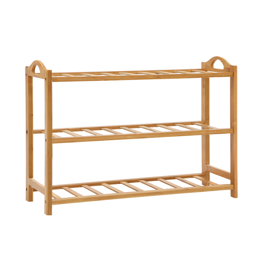 Artiss 3 Tiers Bamboo Shoe Rack Storage Organiser Wooden Shelf Stand Shelves-Furniture > Living Room - Peroz Australia - Image - 2