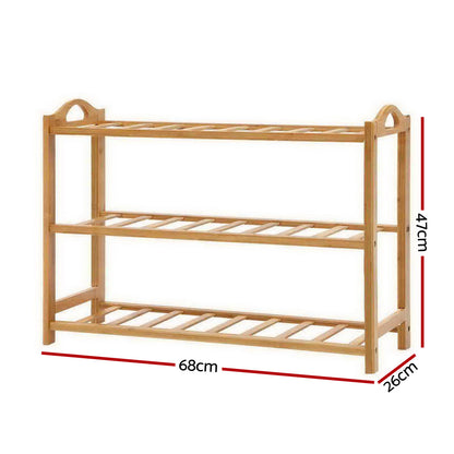 Artiss 3 Tiers Bamboo Shoe Rack Storage Organiser Wooden Shelf Stand Shelves-Furniture &gt; Living Room - Peroz Australia - Image - 3