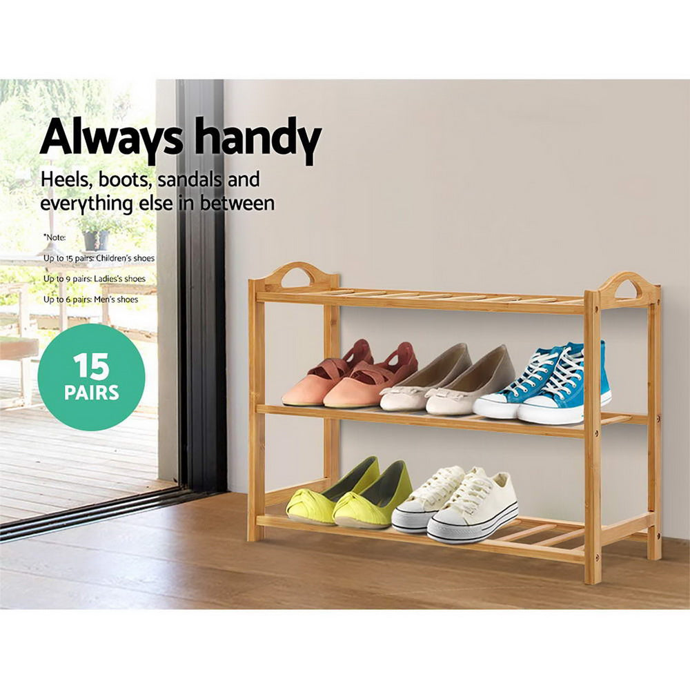 Artiss 3 Tiers Bamboo Shoe Rack Storage Organiser Wooden Shelf Stand Shelves-Furniture &gt; Living Room - Peroz Australia - Image - 6