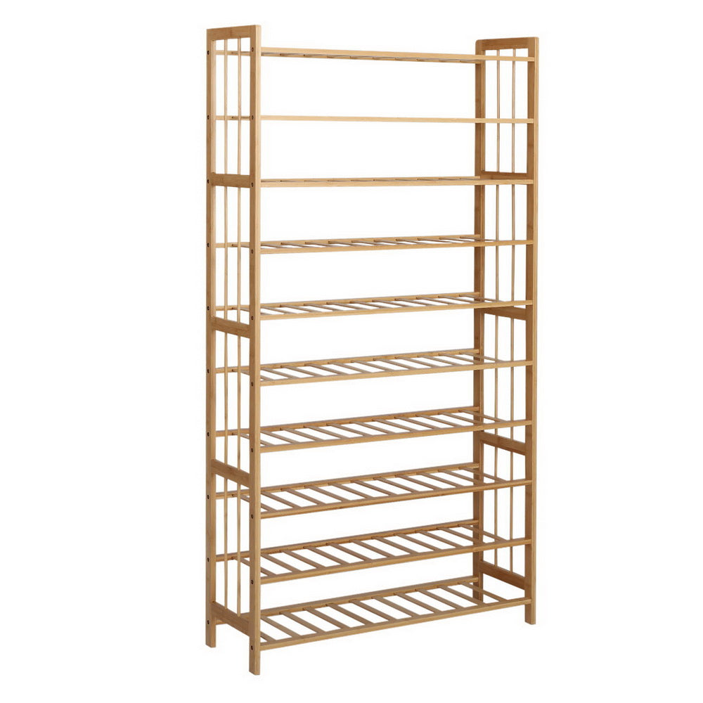 Artiss 10-Tier Bamboo Shoe Rack Wooden Shelf Stand Storage Organizer-Furniture &gt; Living Room - Peroz Australia - Image - 2
