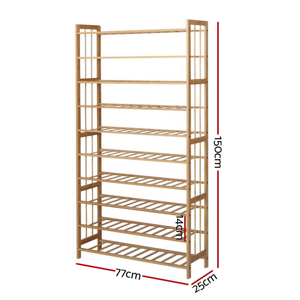 Artiss 10-Tier Bamboo Shoe Rack Wooden Shelf Stand Storage Organizer-Furniture &gt; Living Room - Peroz Australia - Image - 3