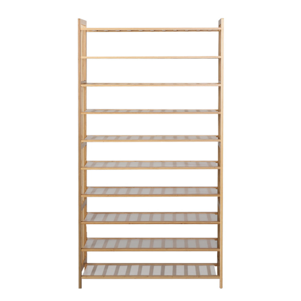 Artiss 10-Tier Bamboo Shoe Rack Wooden Shelf Stand Storage Organizer-Furniture &gt; Living Room - Peroz Australia - Image - 4