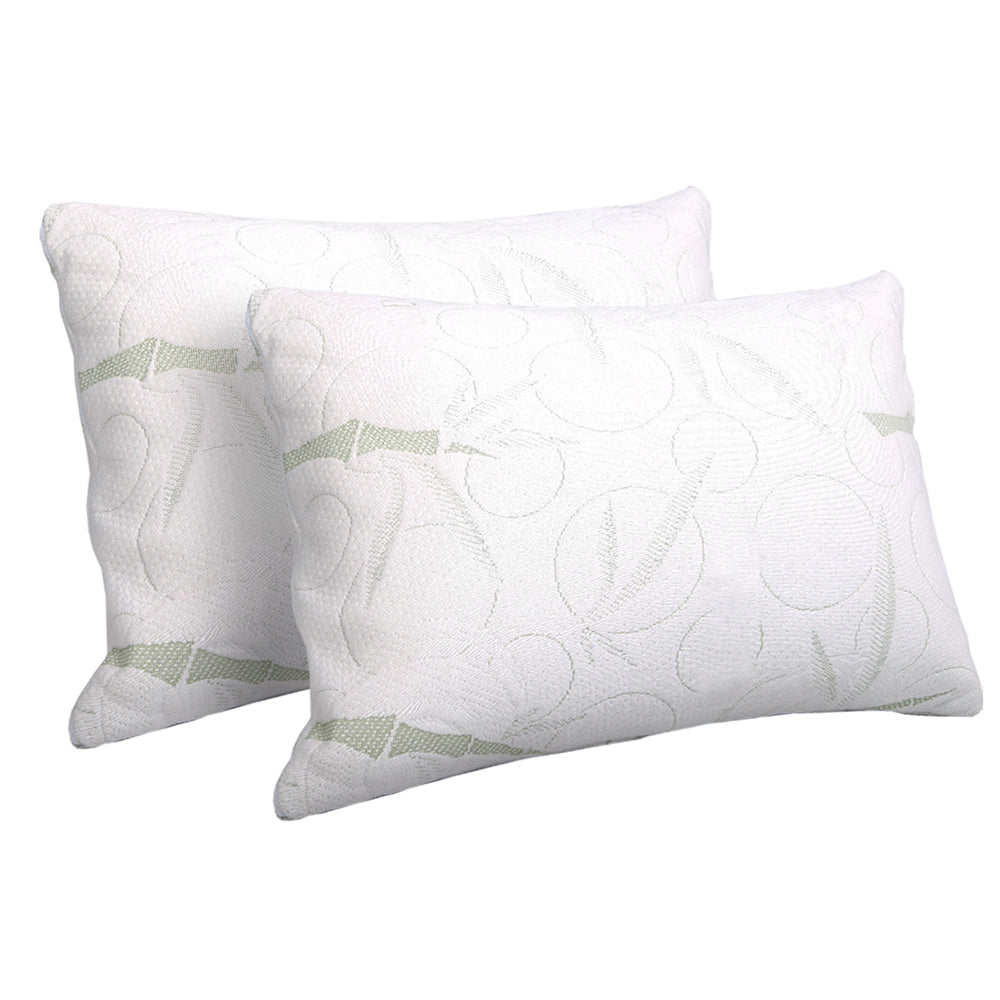 Giselle Bedding Set of 2 Bamboo Pillow with Memory Foam-Home &amp; Garden &gt; Bedding-PEROZ Accessories