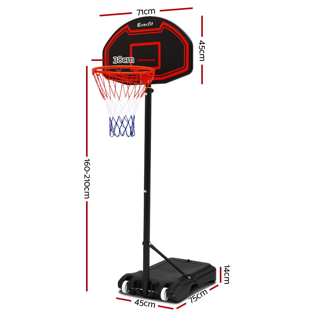 Everfit 2.1M Adjustable Portable Basketball Stand Hoop System Rim Black-Sports &amp; Fitness &gt; Basketball &amp; Accessories-PEROZ Accessories