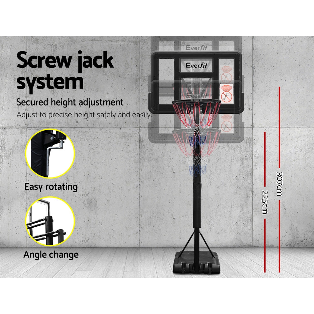 Everfit 3.05M Basketball Hoop Stand System Ring Portable Net Height Adjustable Black-Sports &amp; Fitness &gt; Basketball &amp; Accessories-PEROZ Accessories