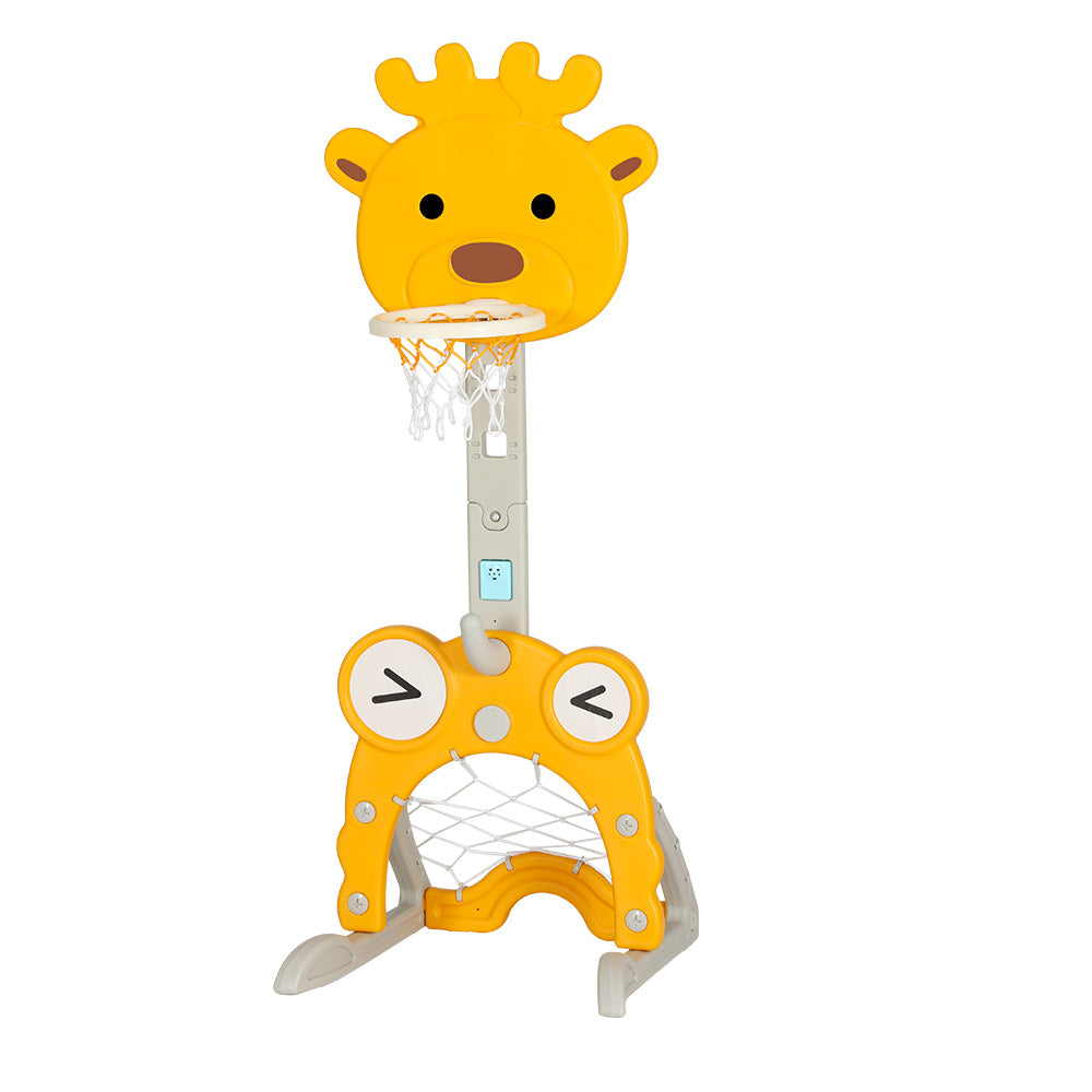 Everfit Kids Basketball Hoop Stand Adjustable 5-in-1 Sports Center Toys Yellow-Sports &amp; Fitness &gt; Basketball &amp; Accessories-PEROZ Accessories
