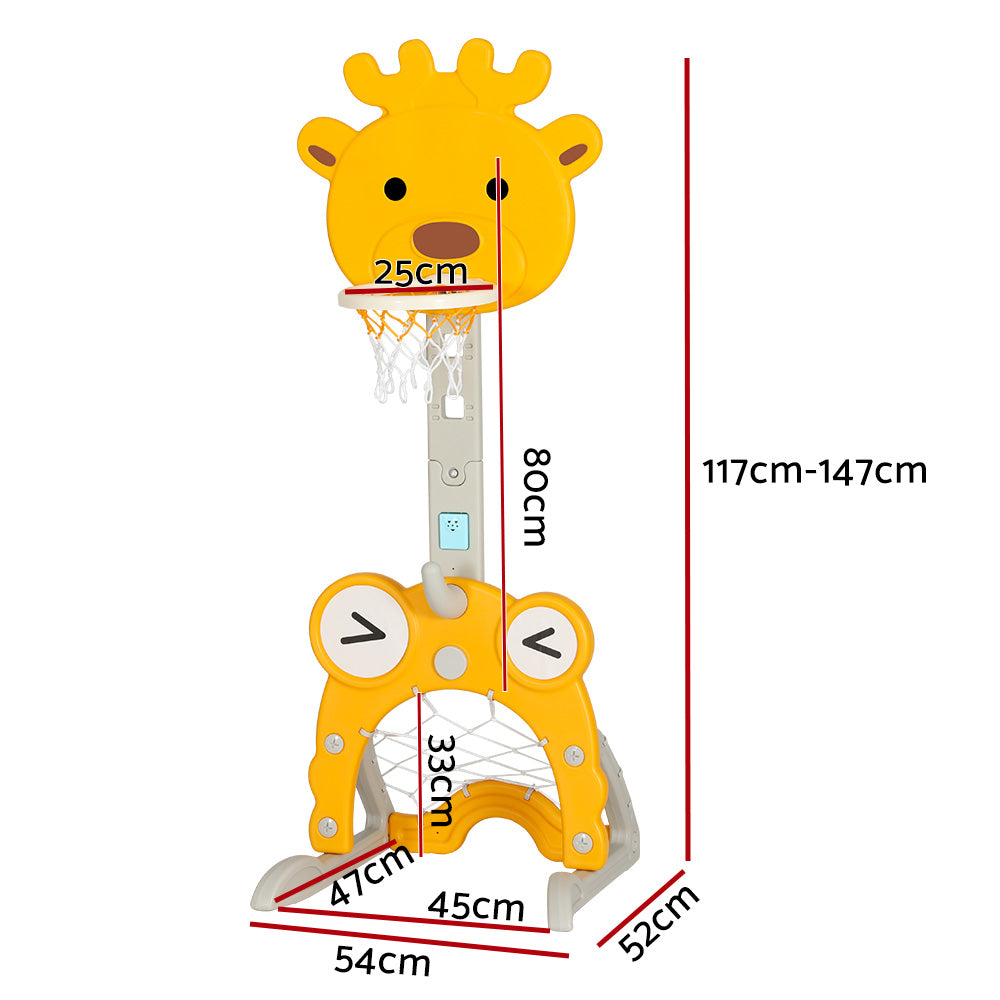 Everfit Kids Basketball Hoop Stand Adjustable 5-in-1 Sports Center Toys Yellow-Sports &amp; Fitness &gt; Basketball &amp; Accessories-PEROZ Accessories