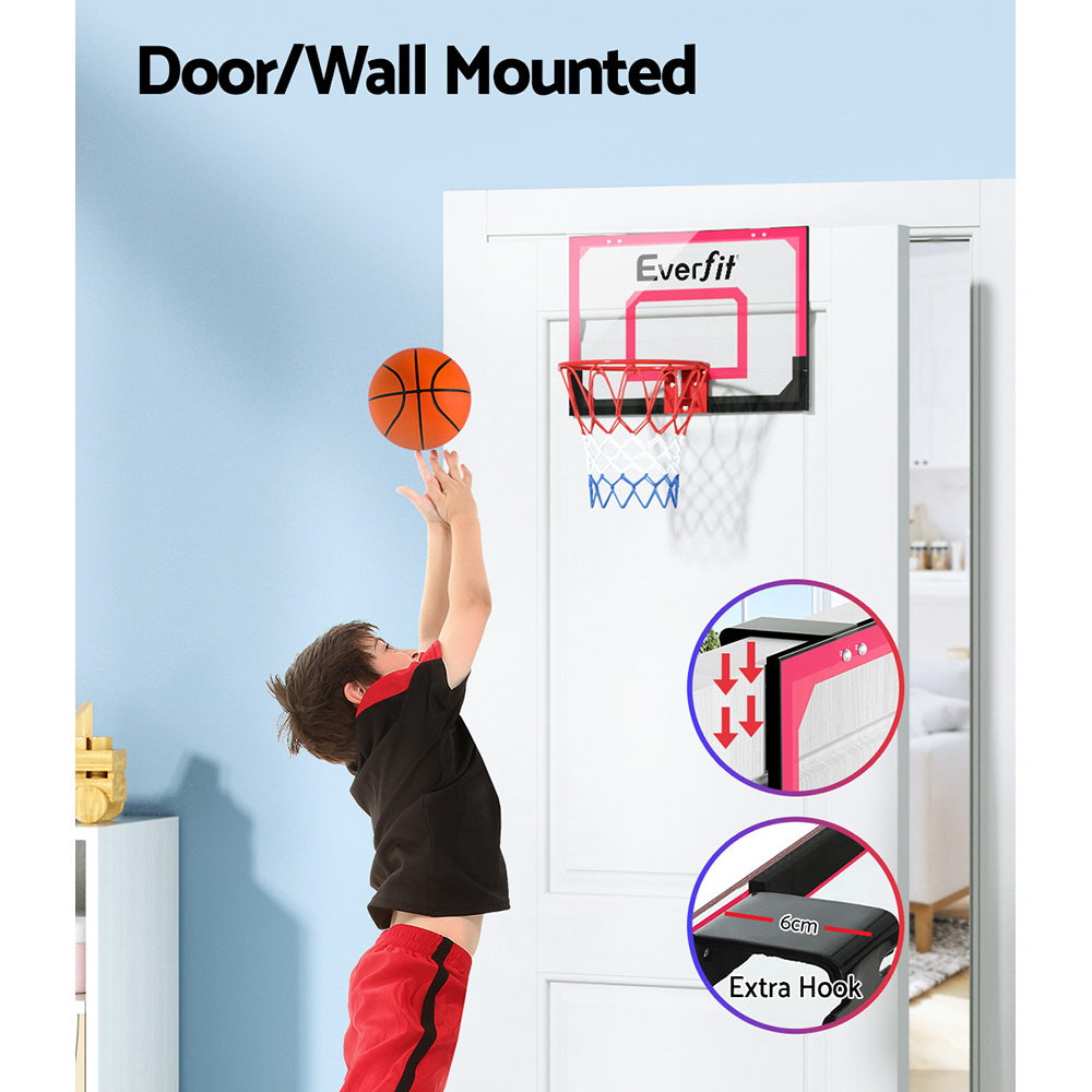 Everfit Mini Basketball Hoop Door Wall Mounted Kids Sports Backboard Indoor Red-Sports &amp; Fitness &gt; Basketball &amp; Accessories-PEROZ Accessories
