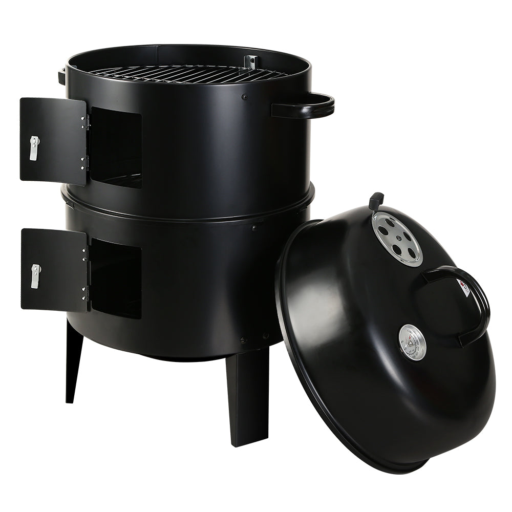 Grillz 3-in-1 Charcoal BBQ Smoker - Black-Home &amp; Garden &gt; BBQ-PEROZ Accessories