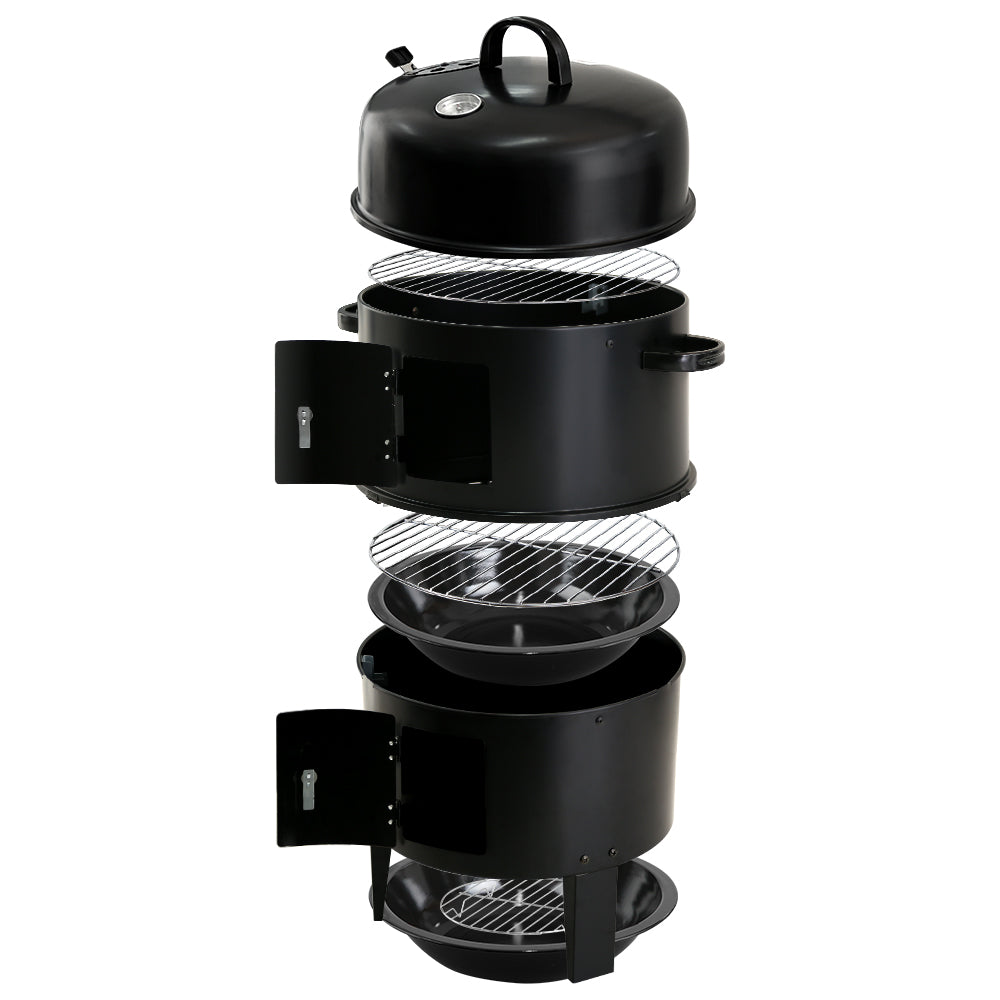 Grillz 3-in-1 Charcoal BBQ Smoker - Black-Home &amp; Garden &gt; BBQ-PEROZ Accessories