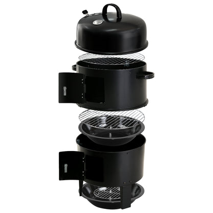 Grillz 3-in-1 Charcoal BBQ Smoker - Black-Home &amp; Garden &gt; BBQ-PEROZ Accessories