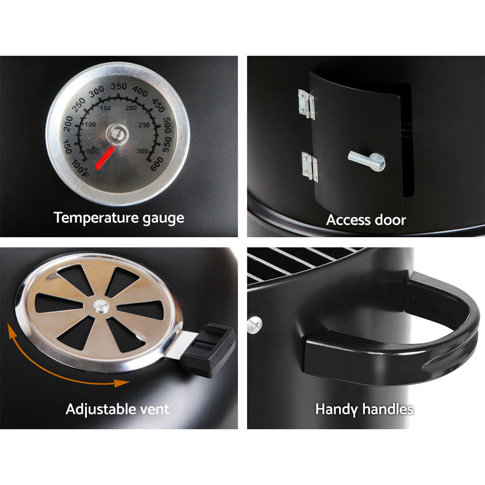 Grillz 3-in-1 Charcoal BBQ Smoker - Black-Home &amp; Garden &gt; BBQ-PEROZ Accessories